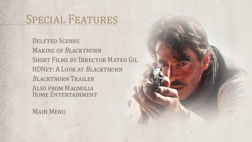 Blackthorn DVD Special Features Menu Design
