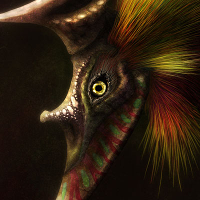 thumbnail of a digital painting of a bird-like dragon creature with sharp ornamentations